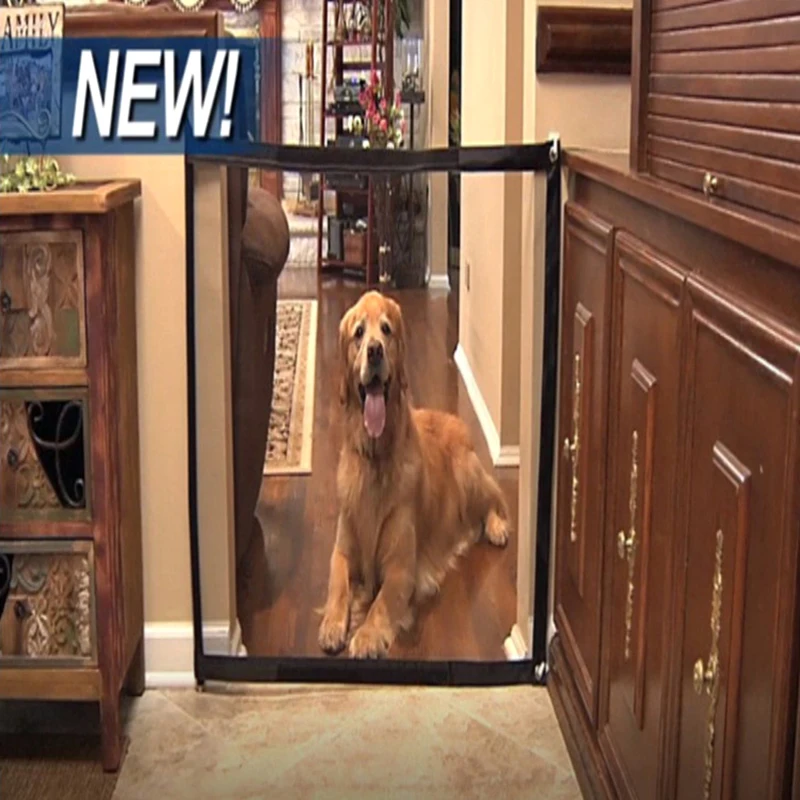 

Baby Safe Doorways Dog Gate Ingenious Mesh Magic Pet Gate Portable Folding Safe Guard Pet Dog Anywhere Isolate Pet Safety Fences
