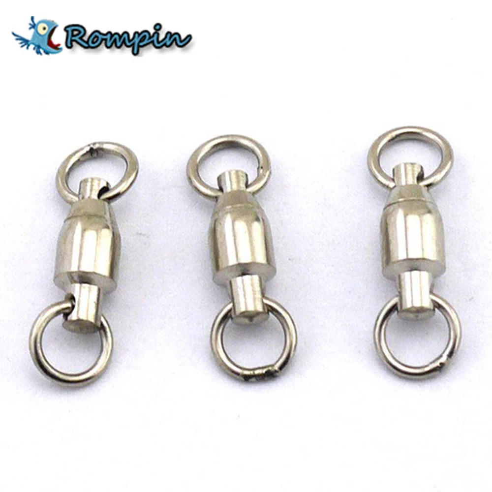 

Rompin 10Pcs/lot Heavy Duty Ball Bearing Stainless Steel Fishing Rolling Swivels Connector Hook Solid Rings Size 0/1/2/3/4/5#
