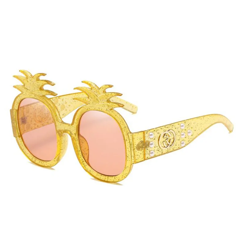 REALSTAR, большие размеры, Брендовые женские солнцезащитные очки с ананасом, дизайнерские, Ретро стиль, жемчуг, солнцезащитные очки для женщин,, модные солнцезащитные очки, S492 - Цвет линз: No4 Yellow
