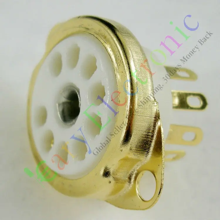 

Wholesale and retail 4pc Gilded 9pin Ceramic vacuum tube socket top mount valve For 12AX7 12AU7 ECC82 free shipping