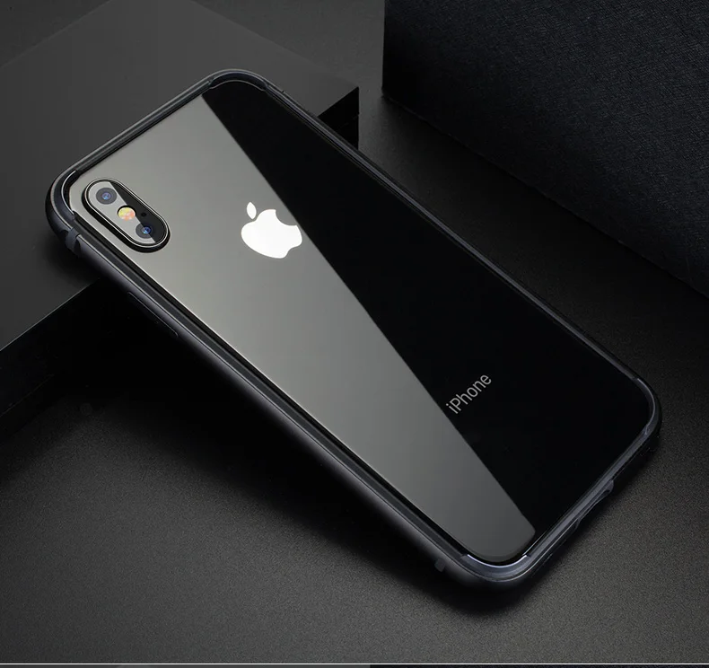 CAPSSICUM металлический бампер чехол для iphone X Xs Max XR мягкий силиконовый Жесткий алюминиевый сплав рамка для iphone X Xs Max XR - Цвет: Black