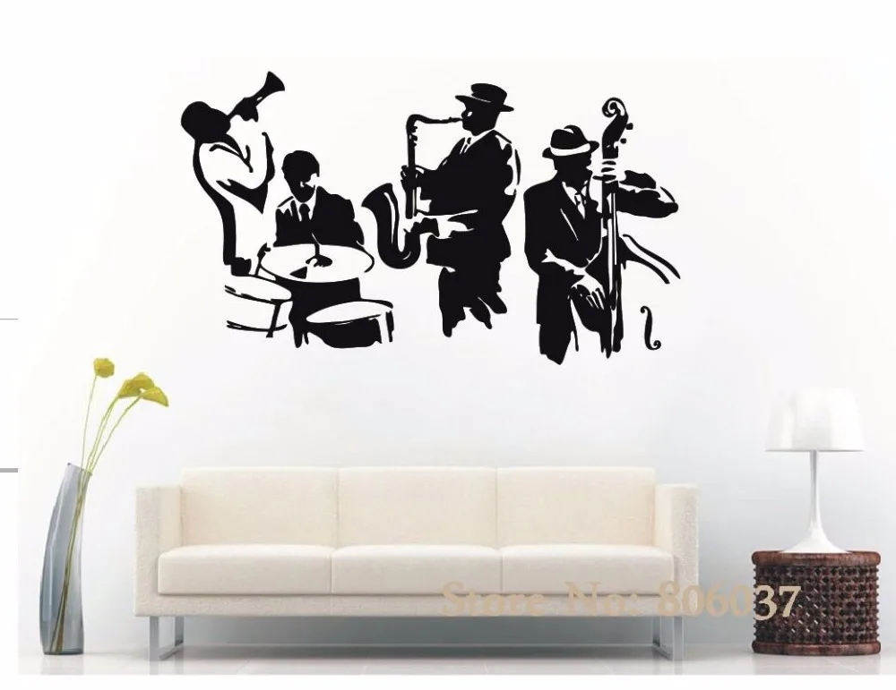 

Wall Decal Jazz Saxophone Instrument Tool Band Musical Player Sticker Art Vinyl Drums Bass Wall Decal Vinyl Mural Adesivo WA-24