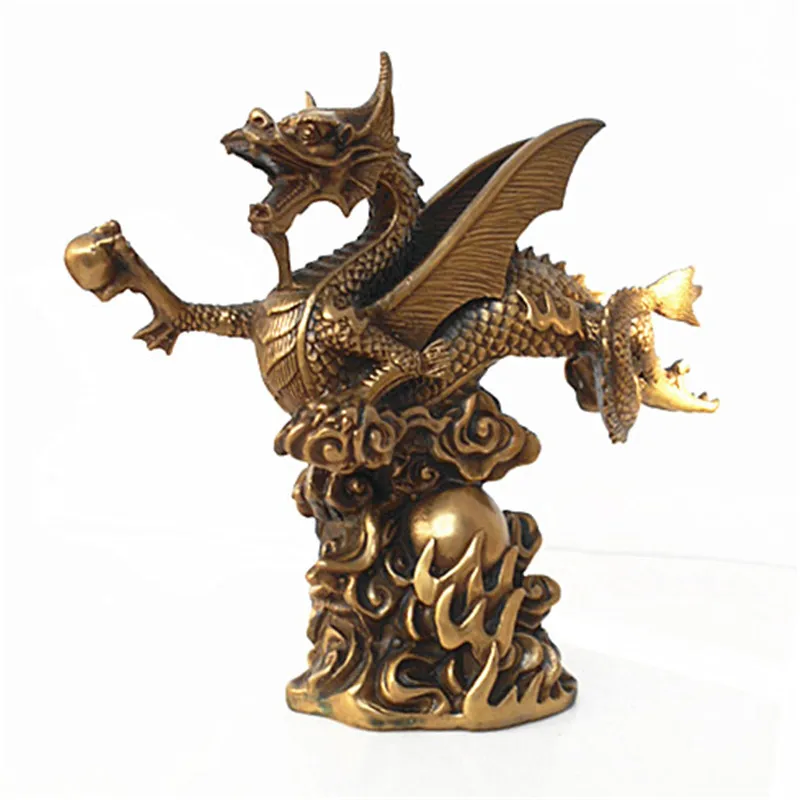 antique antiques chinese brass Carve Zodiac dragon statuein Statues