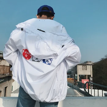 

2019 Summer Korean Version Of The New Wave Male Of The Hong Style Long-sleeved Solid Color Letter Jacket