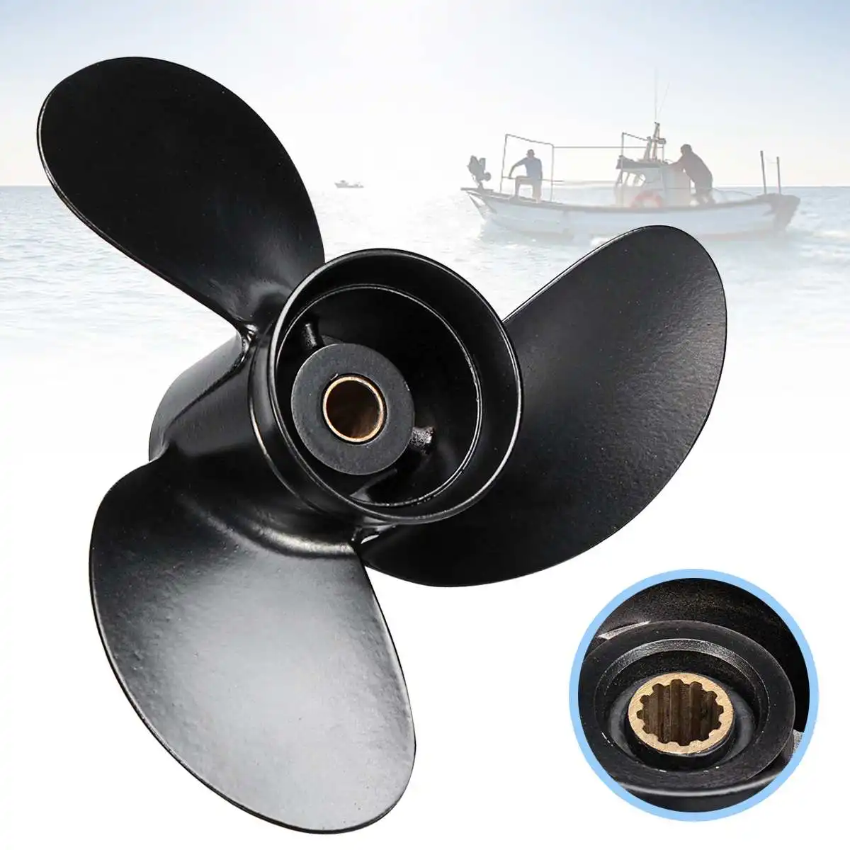 

Auzan 8.5 x 7 Outboard Propeller For Tohatsu/Mercury 8-9.9HP 3B2B645140 / 48-897614A10 Aluminum Alloy 12 Spline Tooth 3 Blades