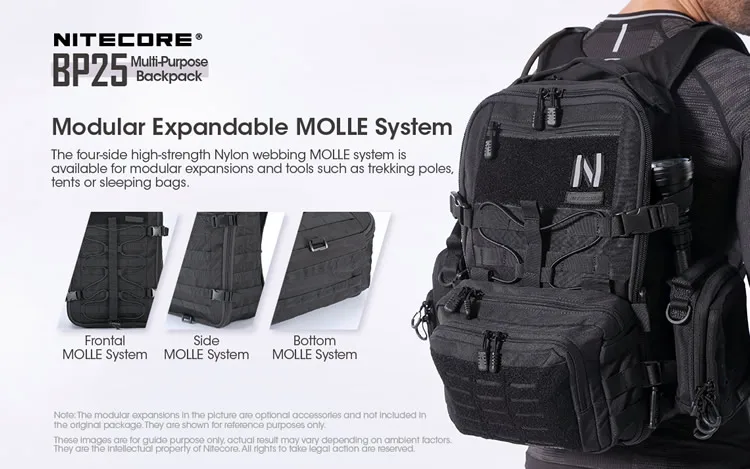 Nitecore BP25 с расширениями для прогулок Спортивная посылка рюкзак для путешествий 25л многоцелевой износостойкий нейлон Инструменты сумка снаряжение