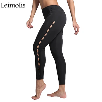 

Leimolis sold black hollow out breathable sexy harajuku push up workout punk rock fitness leggings women spandex plus size pants