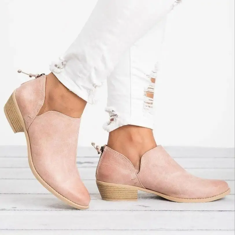 

New Autumn Women Boots Female Square Heel Slip on Women High heels Shoes Pointed Toe Casual Ladies Fashion Shoes Women
