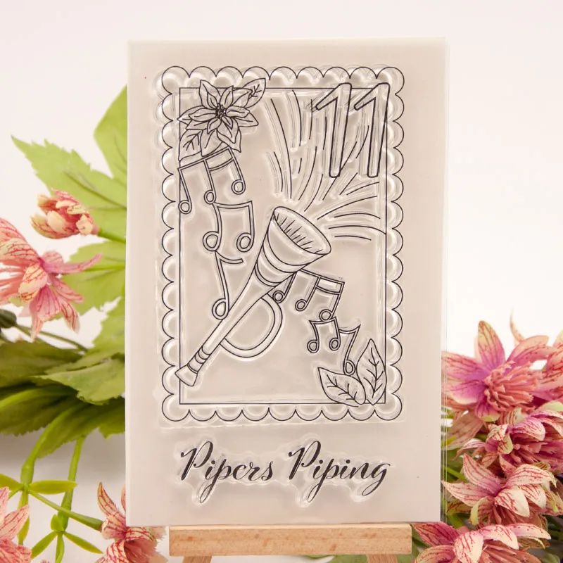 

Trumpet Music Pattern Clear Stamps for Scrapbooking DIY Silicone Seals Photo Album Embossing Folder Maker Paper Template Crafts