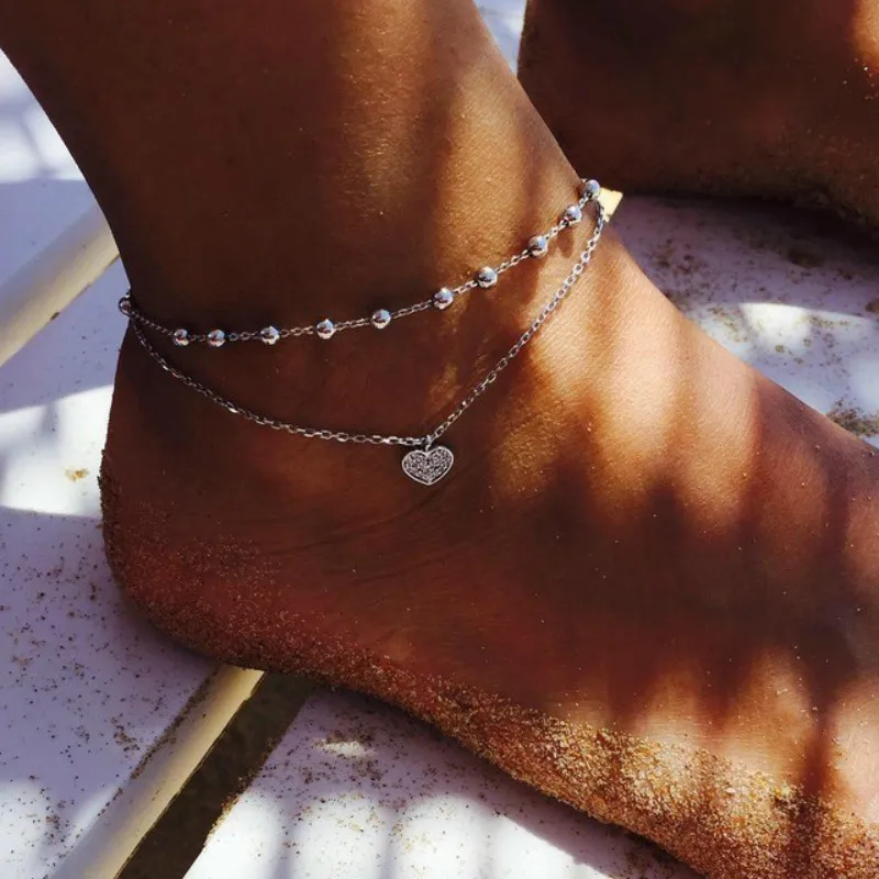 

2019 Bohemia Multi-layer Women Anklet Fashion Gold Silver Tassel Foot Chain Anklet For Women Summer Jewelry