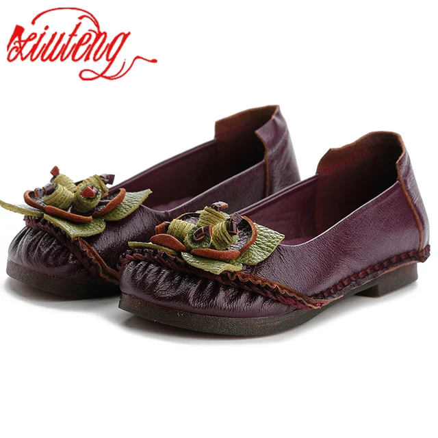 $US $19.00 Xiuteng Soft Bottom Comfortable Hand Made Women Genuine Leather Flat Shoes Casual Work Cowhide Flex