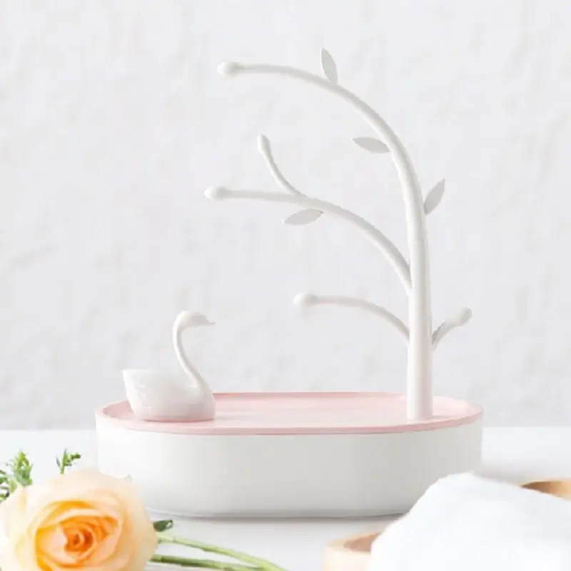 

Swan Shape Jewelry Storage Rack Necklace Earrings Rings Standing Display Organizer Shelving Hanger Show Rack Hanging Ornaments