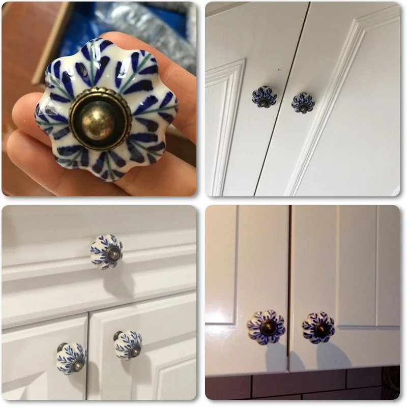 Us 2 38 12 Off Blue And White Porcelain Ceramic Door S For Kitchen Cabinets Cupboard Pulls Drawer European Furniture Handle Handware In