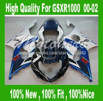 

GSXR1000 2000 2001 2002 K1 Blue White Body Kit Fairing for Suzuki GSX-R1000 00 01 02 GSX R1000 K1 01 02 2000