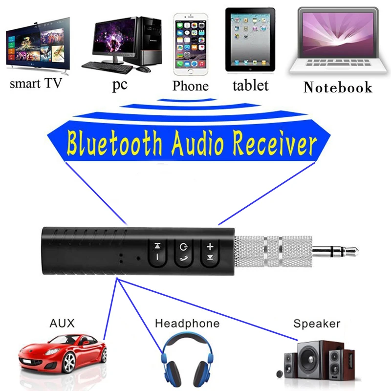 3.5mm Jack Aux Handsfree Car Bluetooth Wireless Bluetooth Receiver Kit Adapter For Headphone MP3 Music Audio Reciever Adapter (2)