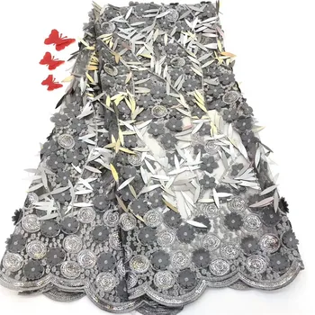 

2019 Latest Nigerian Laces Fabrics High Quality Tulle African Laces Fabric Wedding Dress French Lace Material beads rf11-50