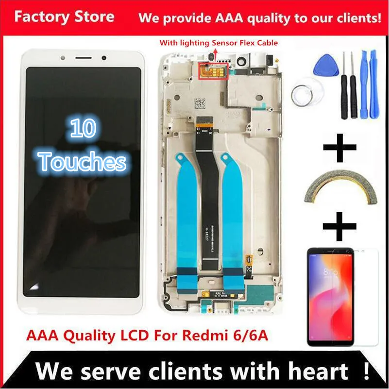 

5.45" AAA Quality IPS LCD+Frame For Xiaomi Redmi 6 LCD Display Screen Replacement For Redmi 6A LCD Assembly 1440*720 Resolution