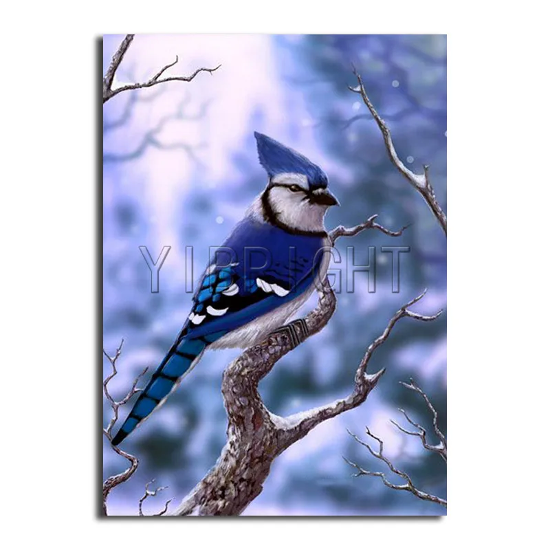 5D алмазная живопись вышивка крестиком птицы сезон пейзаж картина мозаика Blue Tit 3D