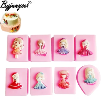 

8 styles Pretty Girls Epoxy UVResin Silicone Mold Cake Decorating Tools for Chocolate Polymer Clay Sugar Mould baking Tools C378