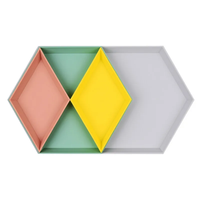 

Nordic Diamond Storage Tray Geometric Combination Tray Creative Dessert Tea Tray Miscellaneous Jewelry Plate Christmas Plates