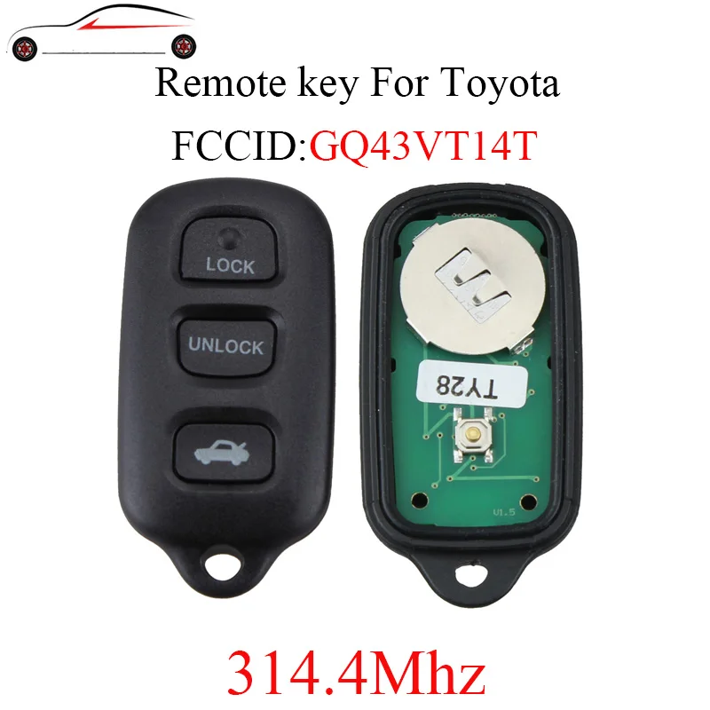 Горбин 3 + 1 кнопки дистанционного ключа автомобиля для Toyota GQ43VT14T 314 4 Mhz Camry 2002 2006