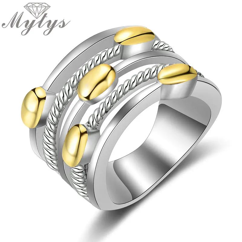 Mytys новые серебристые и золотистые полые кольца для женщин модные ювелирные