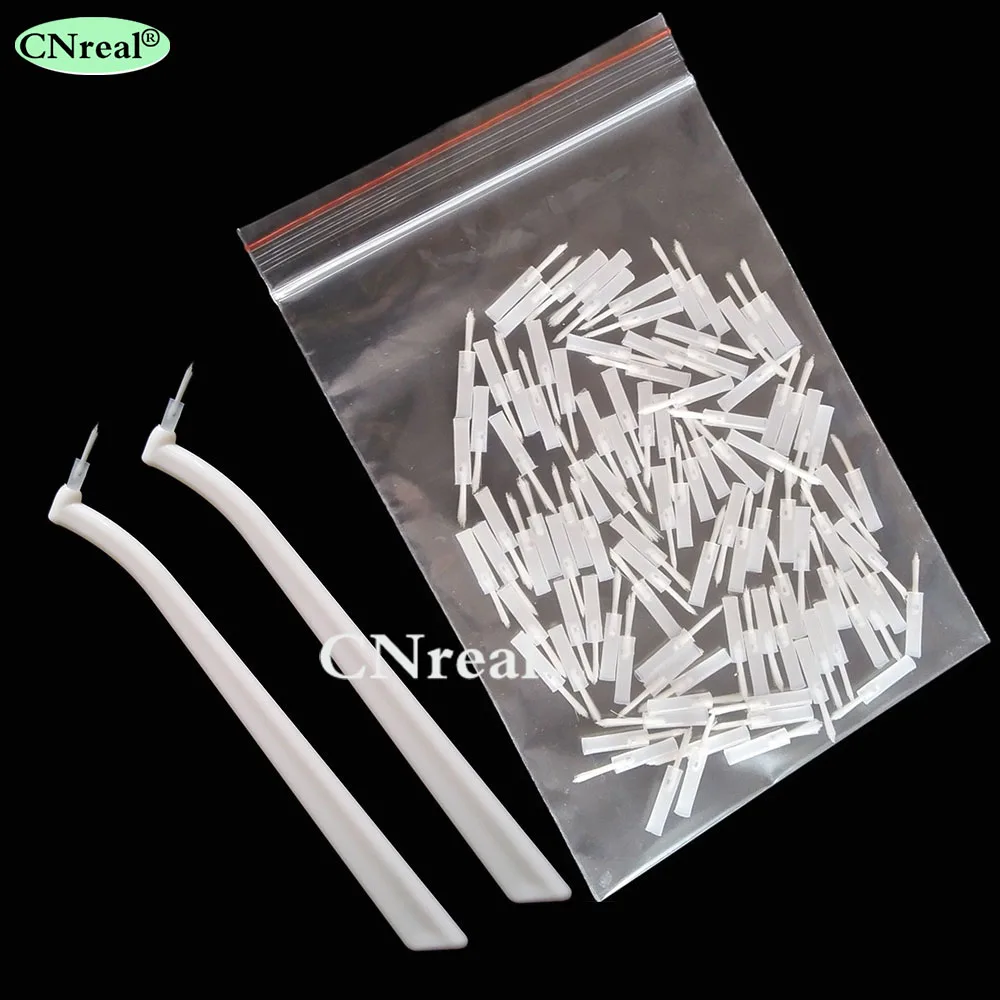 100 pieces Dental Replaceable Applicator Tips & 2 Applicator Handles