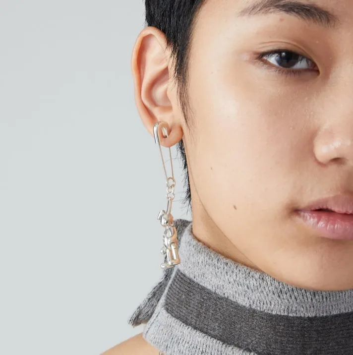 

Designers barnaby cz safety pin earring 2019 new design jewelry for women lady gift Gold filled colorful multi piercing earring