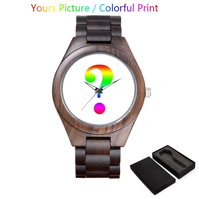 

Build your own watch Watch Dark Brown Japan Movement Print Colorful Picture Vintage Zebra Full Wooden Men Wrist Quartz Watches