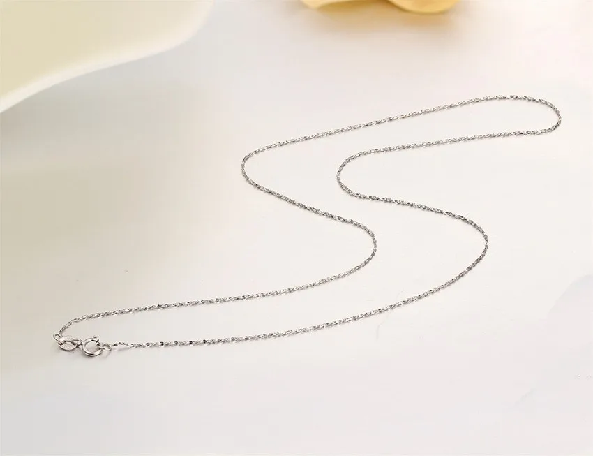 Real 925 Sterling Silver Slim Water Wave Chain Necklaces for Pendants Charms Jewelry For Womens Girls Jewelry Gift bijoux femme
