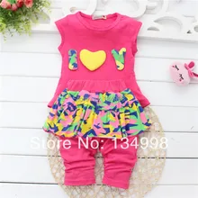Г., летний модный Повседневный хлопковый милый детский брендовый комплект одежды для маленьких девочек, 2 предмета, футболка+ штаны, От 0 до 2 лет, 3 цвета