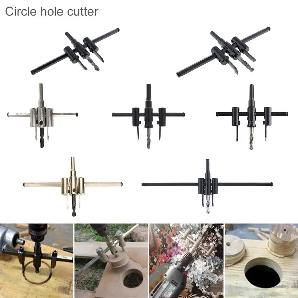 30-300 мм/200 мм/120 мм регулируемый самолет типа дерево Круг отверстие пилы резак набор инструментов сверло аккумуляторной дрели для деревообработки