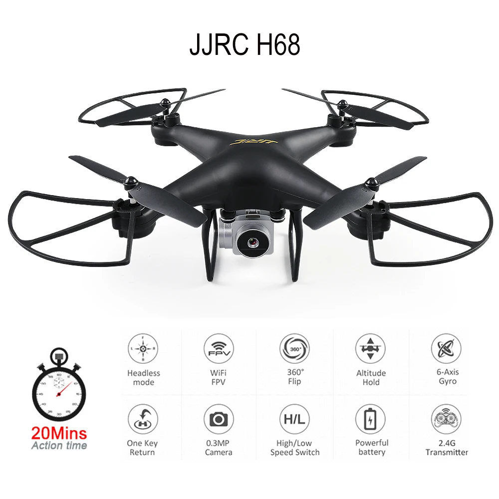 

JJRC H68 RC Drone with Camera 720P Altitude Hold Quadrocopter Headless RC Helicopter Quadcopter with Camera 20Mins Long Fly Time