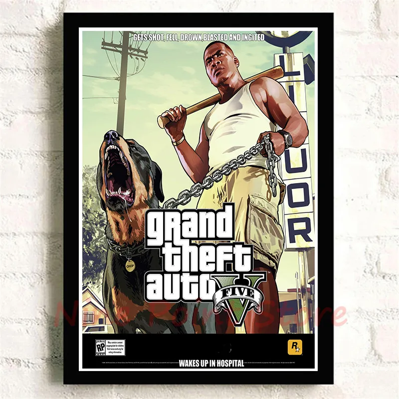 GTA Grand Theft Auto San Andreas бумага с покрытием Плакат Бар Кафе гостиная столовая стены бескаркасные - Цвет: Черный