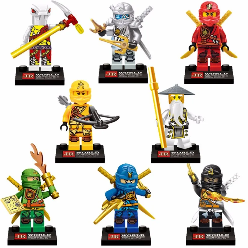 8Pcslot Compatible Legoes Ninjagoes Minifigures With Weapon Ninja Kai Cole Jay Zane Lloyd Nya Building Blocks Kids Toy Gift