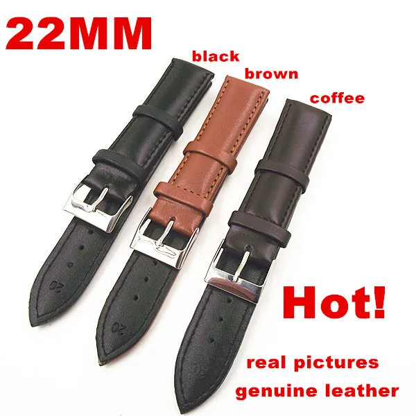 Prix pour Gros Haute qualité 50 PCS/lot 22 MM véritable bande de montre en cuir montre bracelet montre pièces-noir, brun, café color-0201107 Prix pour Gros Haute qualité 50 PCS/lot 22 MM véritable bande de montre en cuir montre bracelet montre pièces-noir, brun, café color-0201107