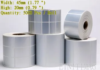 

Shipping mailing label Sticker 45x20mmx5000 Sheet/Roll Thermal Transfer Silver PET Label Waterproof oilproof Accept custom made