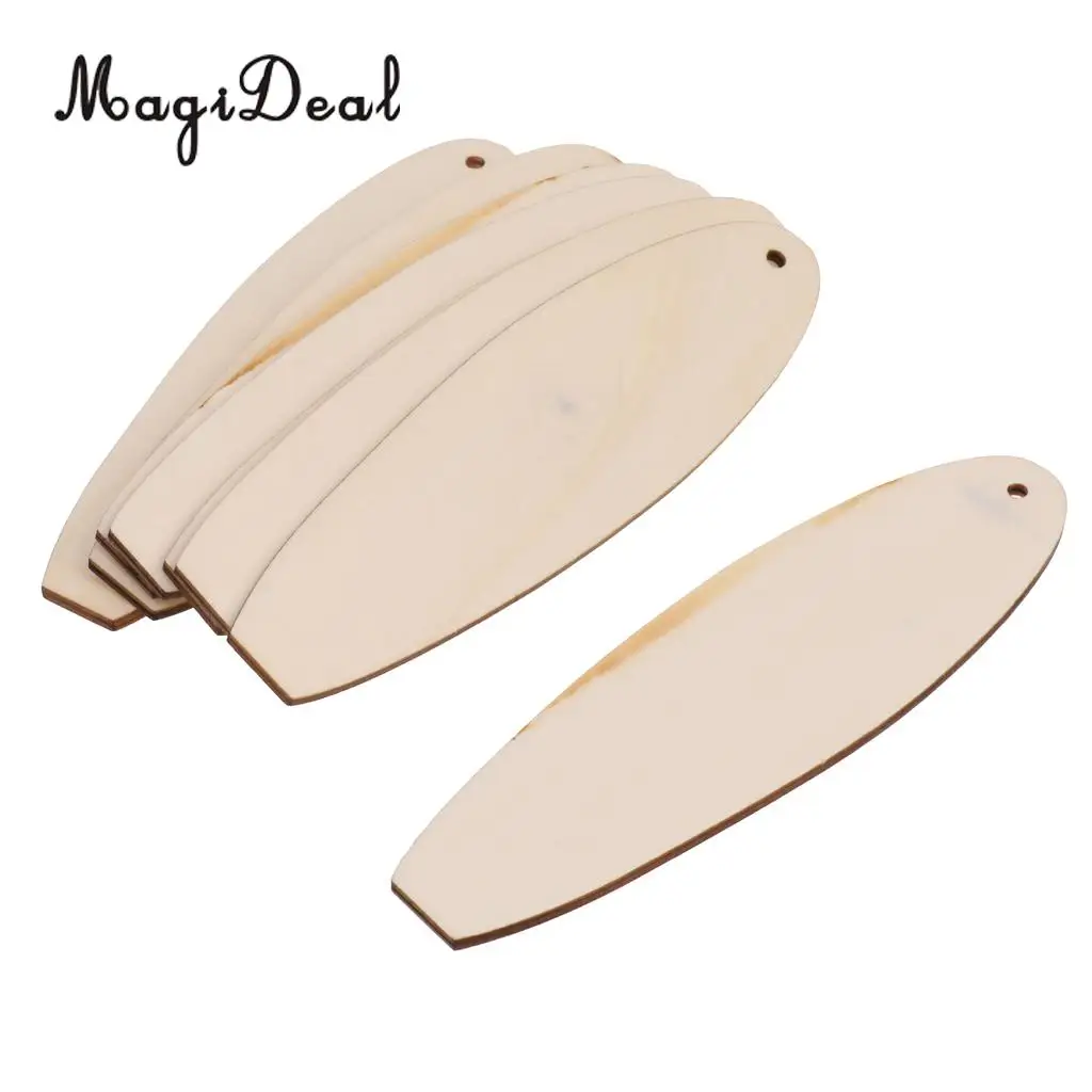 MagiDeal Unfinished Blank DIY Wooden Surfboard Crafts Cut Outs Wood Board Scrapbooks DIY Decor without rope -Pack of 8 Pieces 