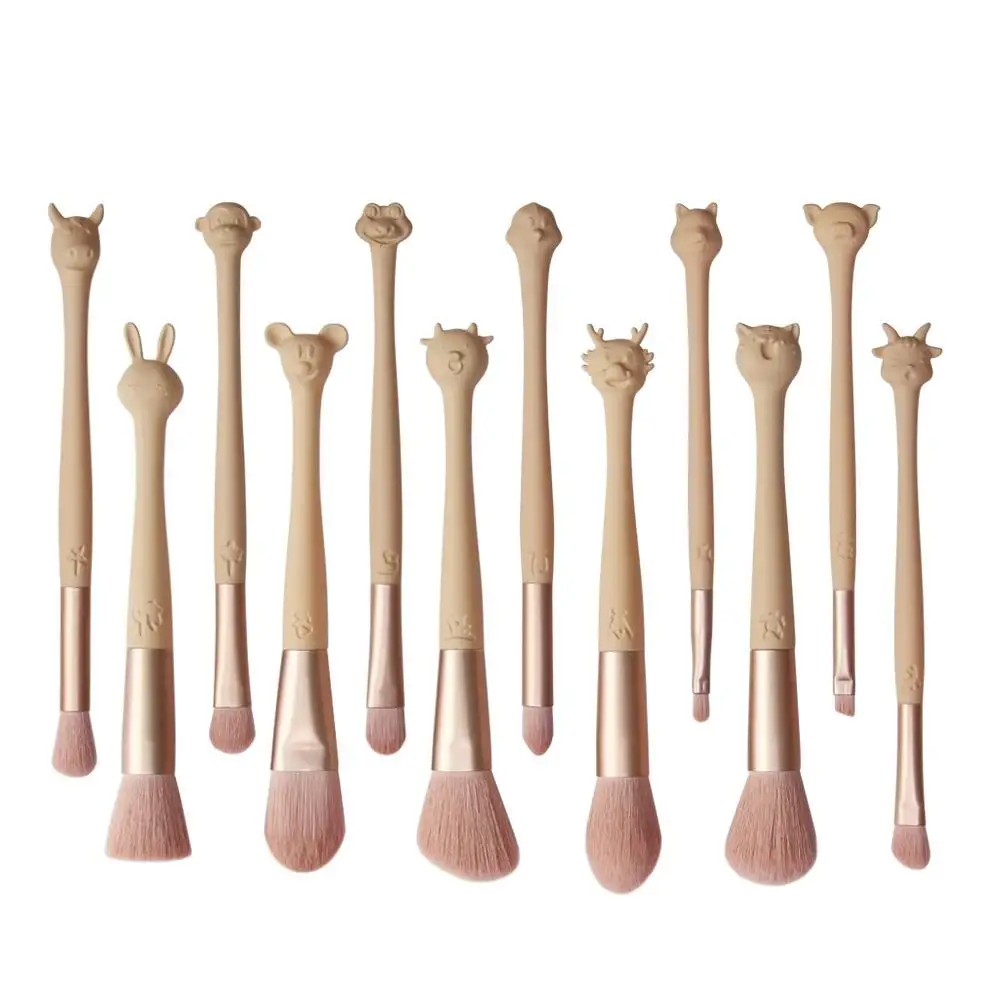12Pcs Foundation Make Up Brush Set With Unique Zodiac Handle Eye Shadow Lip Powder Blush Concealer Bag Makeup Tools | Красота и