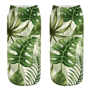 

Unisex Summer Tropical Plants Leaf Floral Low Cut Short Boat Socks 3D Digital Printing Rib Trim Beach Vacation Hosiery 10 Styles