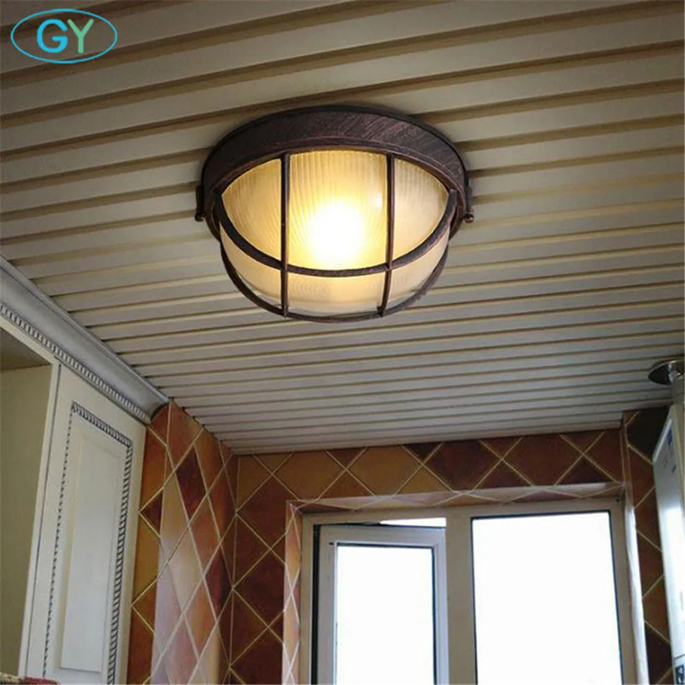 LED lámparas de techo lámparas Vintage para Iluminacion Techo Luz hierro forjado vidrio Luminaria E27 Bulb inicio iluminación