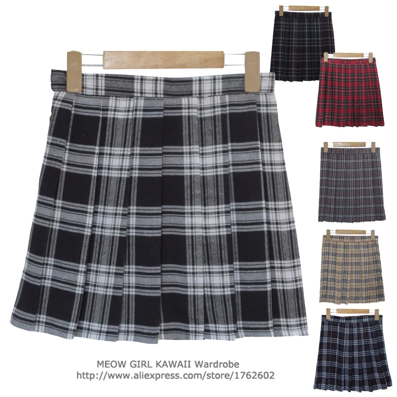 

XS-3XL Summer Thin Single Layers Japanese School Girl JK Uniform Placid Checks Pleated Skirt Sailor Mini Skirt Cute JK Style