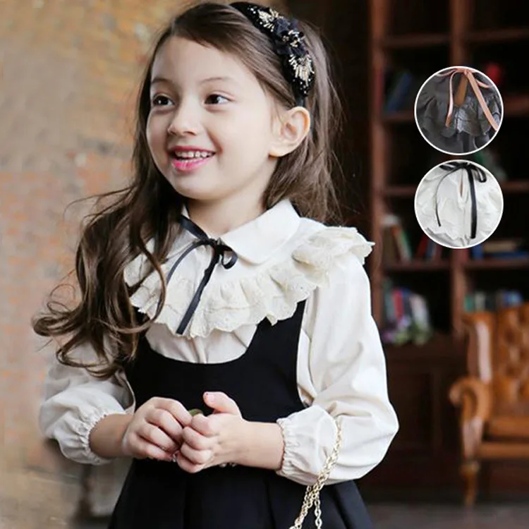 

2018 Spring Children Baby Girls Dress Clothing Sets Kids Dresses Lace Collar T-Shirts+Rhinestone Overall Skirts Suit Girl Dress
