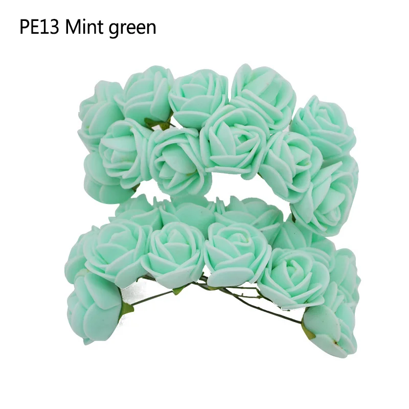 144pcs Bear Rose Decoration Artificial Foam Rose Flowers Teddy Flower Wedding Party Decorations Scrapbooking Craft DIY Supplies - Цвет: Mint green