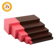 Montessori Materials Pink Tower 5 steps and Brown Stairs 5 steps Blocks Early Education Children Toy