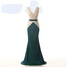 Heißer Verkauf Robe De Soiree Elegante V-ausschnitt Meerjungfrau Abendkleid Kristall Sleeveless Formale Party-Event Kleider für Frauen