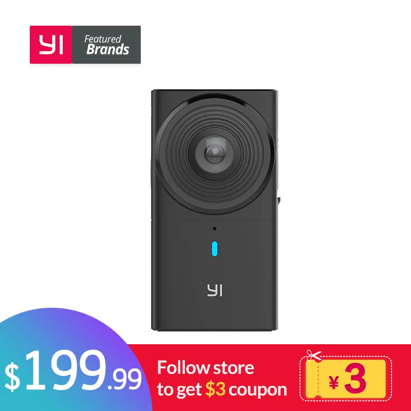 YI 360 VR Camera Dual Lens 5 7K HI Resolution Panoramic Camera with Electronic Image Stabilization