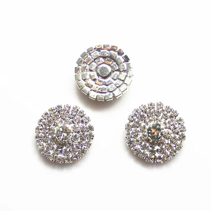 23mm Round Silver CJSIR 10 шт. прозрачные Кристальные Стразы серебристого цвета DIY украшения для пригласительных открыток плоские металлические пуговицы аксессуары декорации - Цвет: 23mm Round Silver
