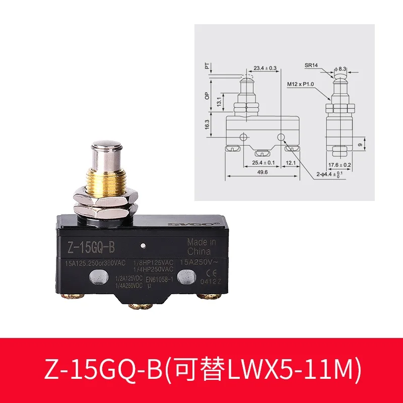 Curso interruptor de limite interruptor micro Z-15GQ-B LWX5-11M contatos de prata