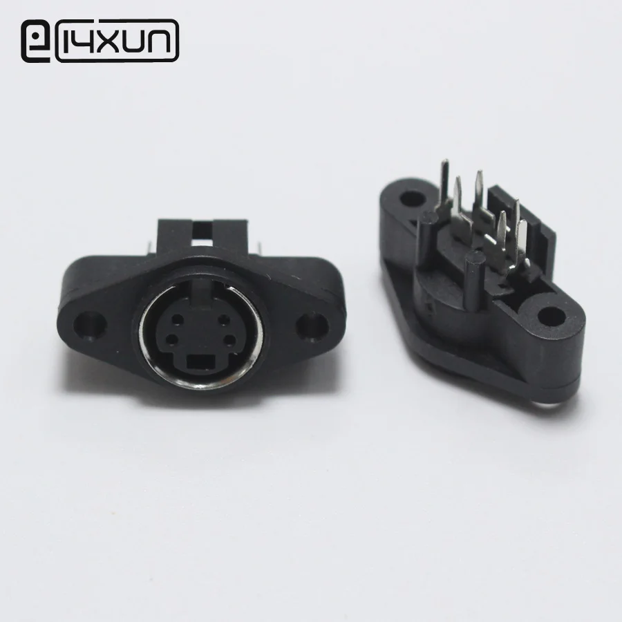 2pcs DIN 4P Female Jack Cable Connector with Singal terminals & Hole